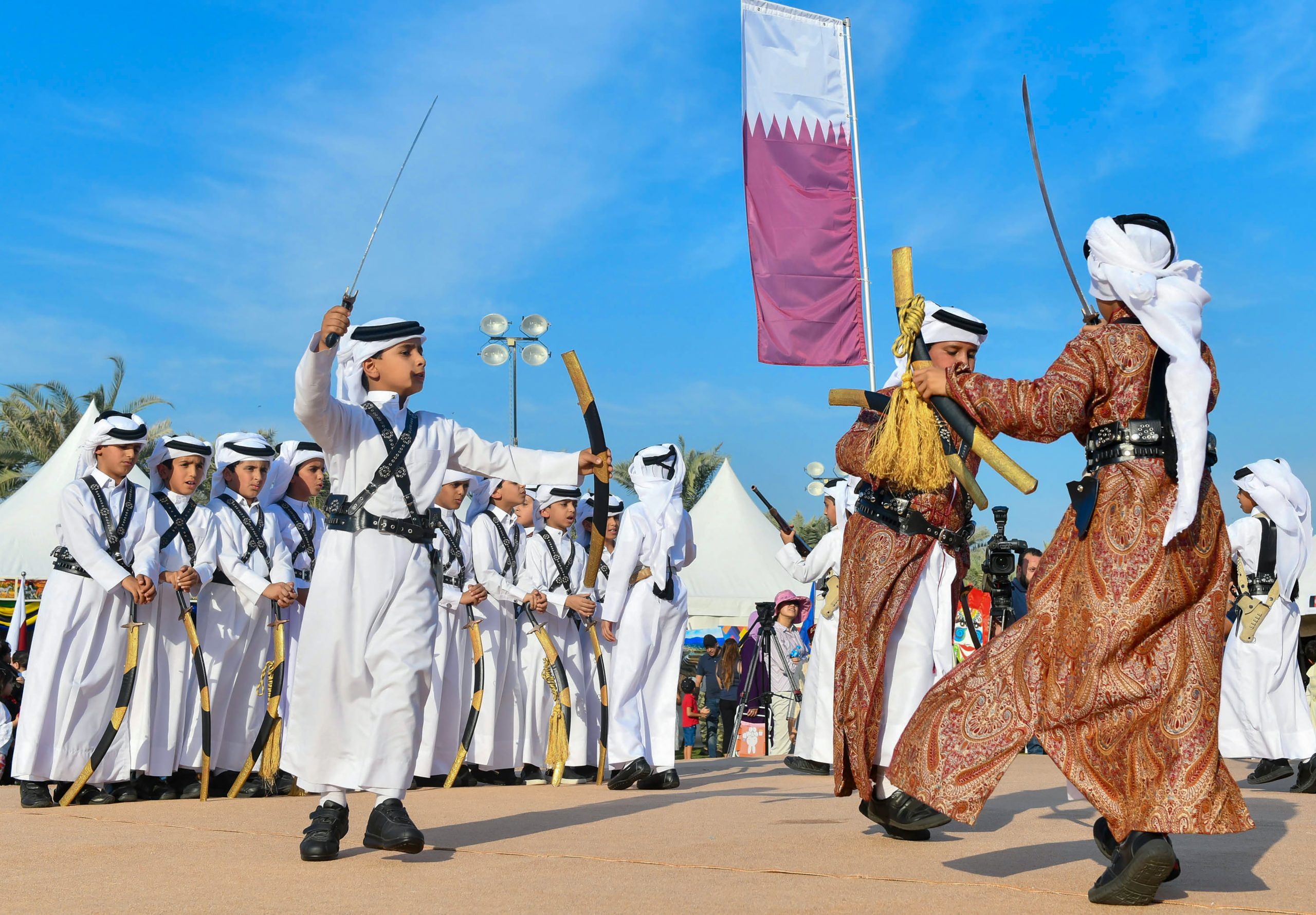 November,10,2017-doha,qatar:qatari,Boys,Perform,Performing,Traditional,Dances,During,Qatar,Museum
